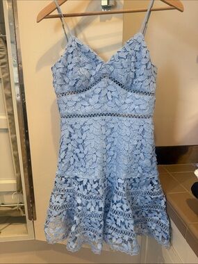 Bardot Light Blue Lace Mini Dress